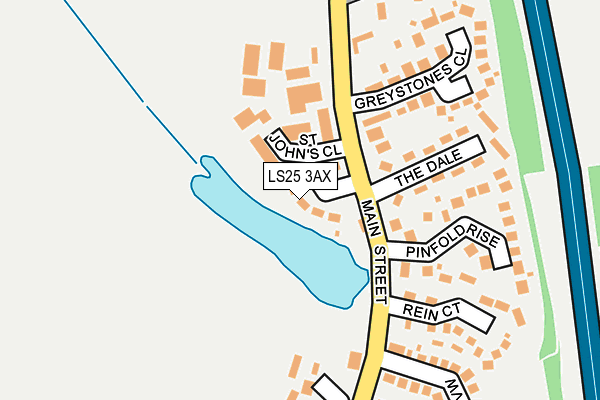LS25 3AX map - OS OpenMap – Local (Ordnance Survey)