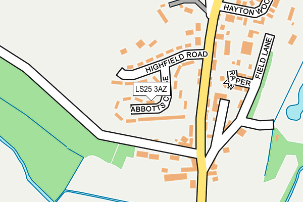 LS25 3AZ map - OS OpenMap – Local (Ordnance Survey)