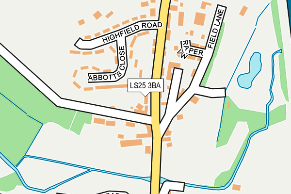 LS25 3BA map - OS OpenMap – Local (Ordnance Survey)