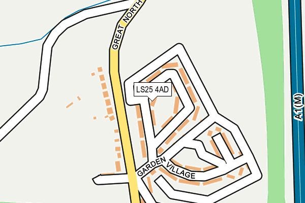 LS25 4AD map - OS OpenMap – Local (Ordnance Survey)