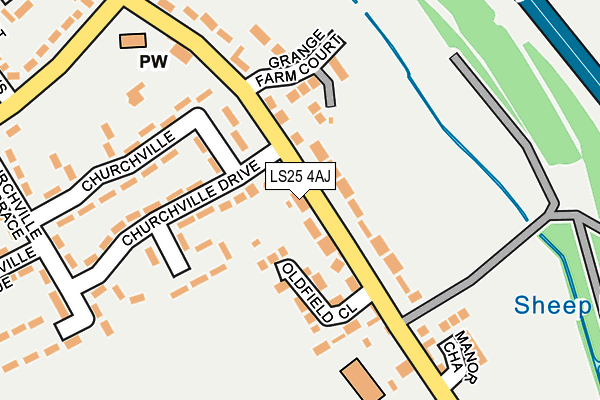 LS25 4AJ map - OS OpenMap – Local (Ordnance Survey)