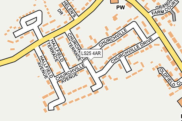 LS25 4AR map - OS OpenMap – Local (Ordnance Survey)