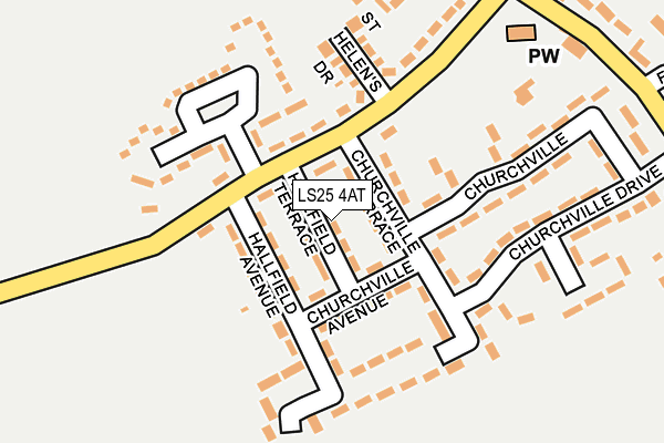 LS25 4AT map - OS OpenMap – Local (Ordnance Survey)