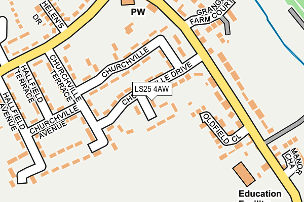 LS25 4AW map - OS OpenMap – Local (Ordnance Survey)