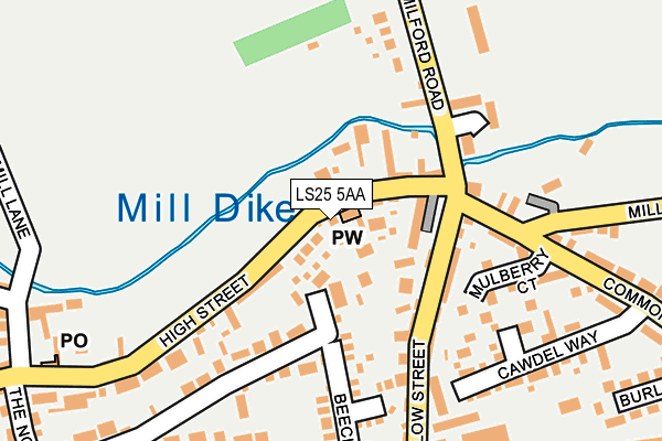 LS25 5AA map - OS OpenMap – Local (Ordnance Survey)