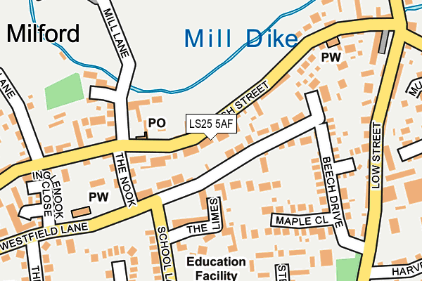 LS25 5AF map - OS OpenMap – Local (Ordnance Survey)