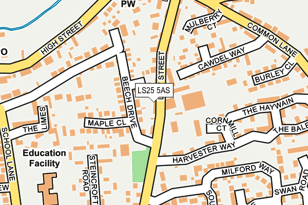 LS25 5AS map - OS OpenMap – Local (Ordnance Survey)