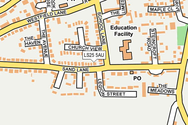 LS25 5AU map - OS OpenMap – Local (Ordnance Survey)