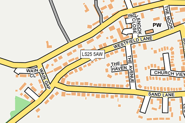 LS25 5AW map - OS OpenMap – Local (Ordnance Survey)