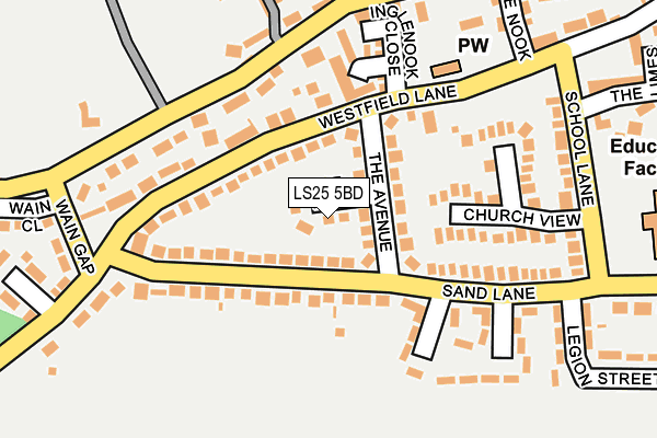 LS25 5BD map - OS OpenMap – Local (Ordnance Survey)
