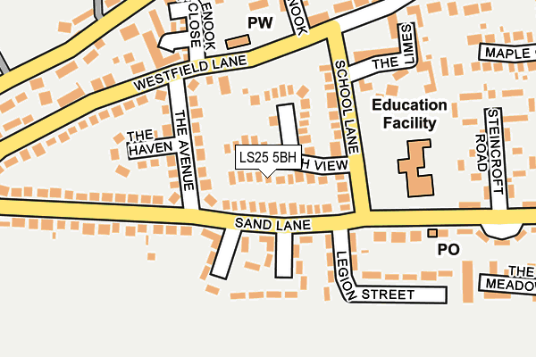 LS25 5BH map - OS OpenMap – Local (Ordnance Survey)