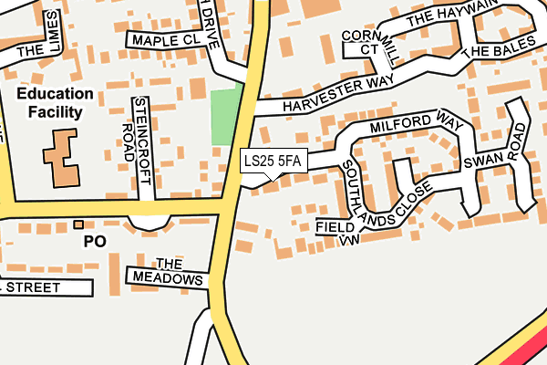 LS25 5FA map - OS OpenMap – Local (Ordnance Survey)