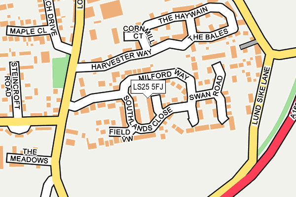 LS25 5FJ map - OS OpenMap – Local (Ordnance Survey)