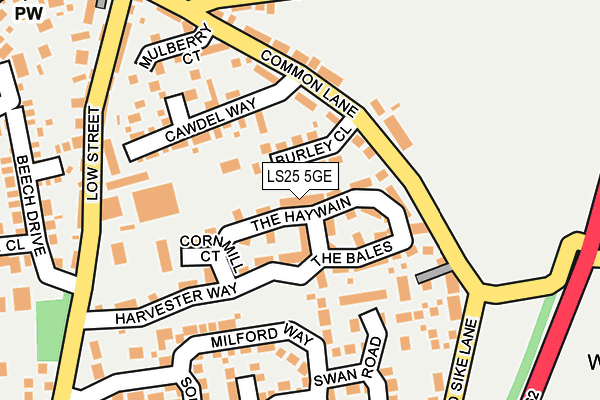 LS25 5GE map - OS OpenMap – Local (Ordnance Survey)