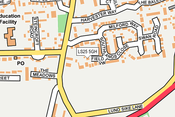 LS25 5GH map - OS OpenMap – Local (Ordnance Survey)