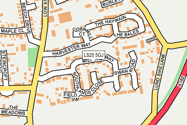 LS25 5GJ map - OS OpenMap – Local (Ordnance Survey)
