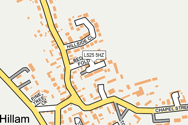 LS25 5HZ map - OS OpenMap – Local (Ordnance Survey)