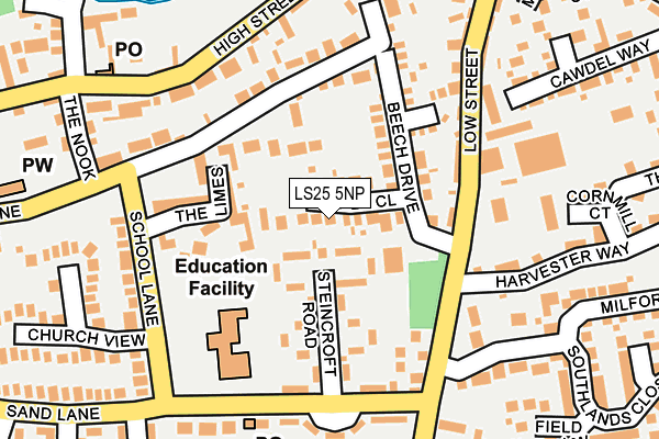 LS25 5NP map - OS OpenMap – Local (Ordnance Survey)
