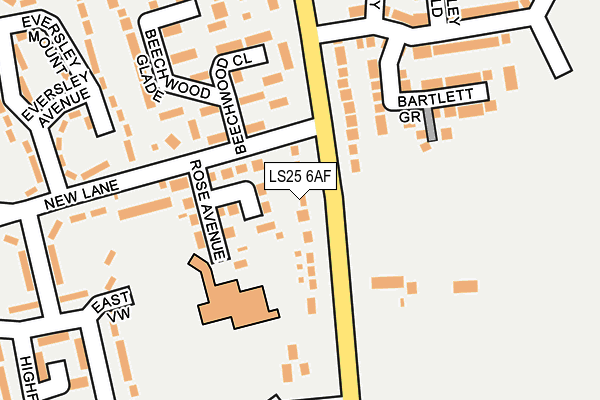 LS25 6AF map - OS OpenMap – Local (Ordnance Survey)