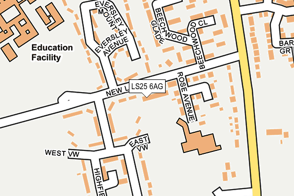 LS25 6AG map - OS OpenMap – Local (Ordnance Survey)