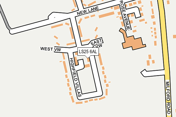 LS25 6AL map - OS OpenMap – Local (Ordnance Survey)