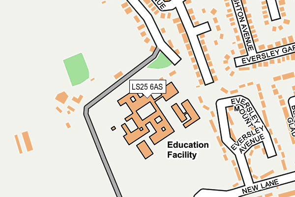 LS25 6AS map - OS OpenMap – Local (Ordnance Survey)