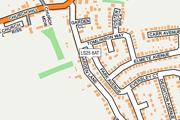 LS25 6AT map - OS OpenMap – Local (Ordnance Survey)