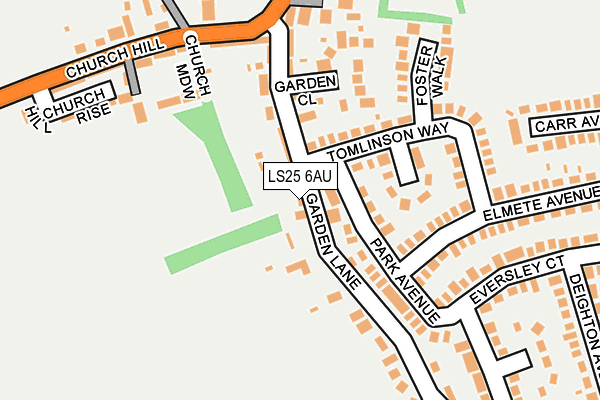 LS25 6AU map - OS OpenMap – Local (Ordnance Survey)