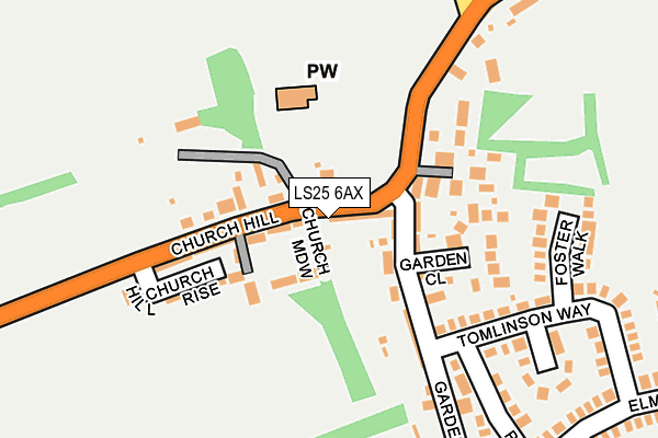 LS25 6AX map - OS OpenMap – Local (Ordnance Survey)