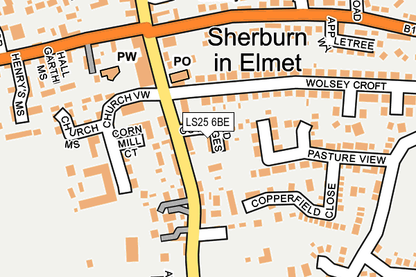 LS25 6BE map - OS OpenMap – Local (Ordnance Survey)