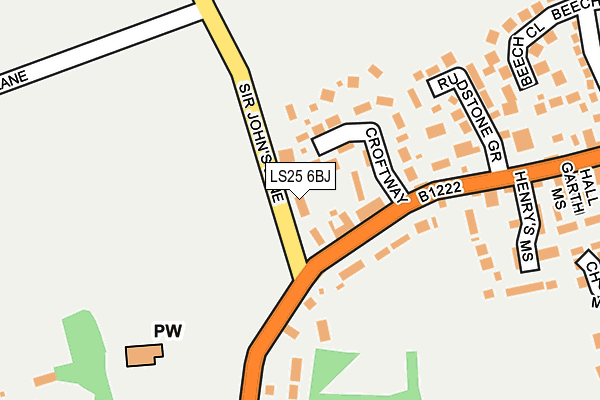 LS25 6BJ map - OS OpenMap – Local (Ordnance Survey)
