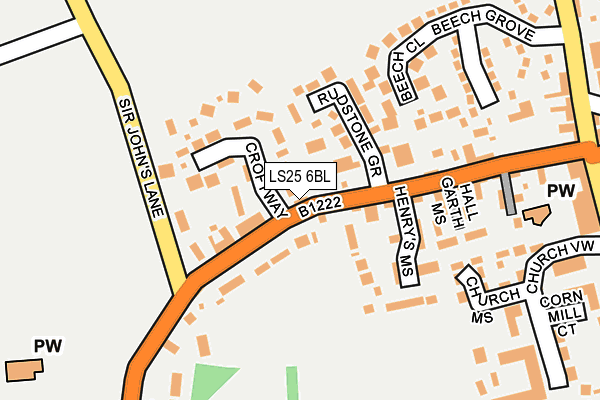 LS25 6BL map - OS OpenMap – Local (Ordnance Survey)