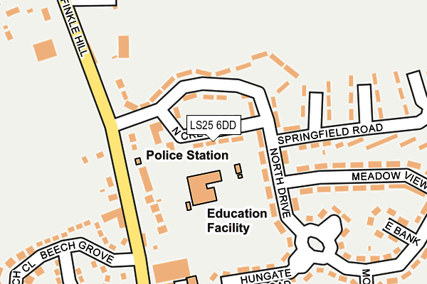 LS25 6DD map - OS OpenMap – Local (Ordnance Survey)
