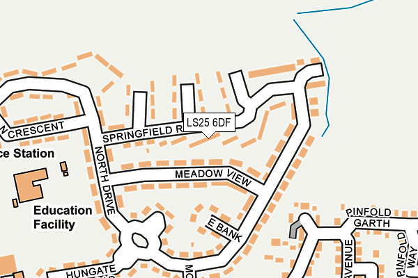 LS25 6DF map - OS OpenMap – Local (Ordnance Survey)