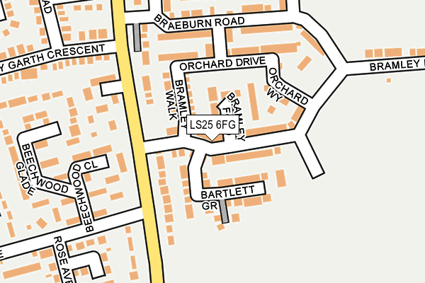 LS25 6FG map - OS OpenMap – Local (Ordnance Survey)