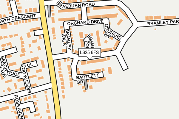 LS25 6FS map - OS OpenMap – Local (Ordnance Survey)