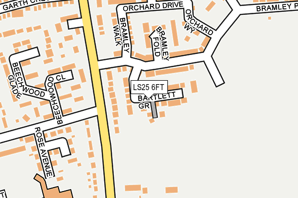 LS25 6FT map - OS OpenMap – Local (Ordnance Survey)