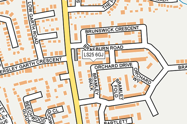 LS25 6GJ map - OS OpenMap – Local (Ordnance Survey)