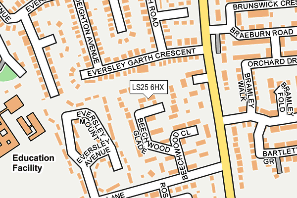 LS25 6HX map - OS OpenMap – Local (Ordnance Survey)