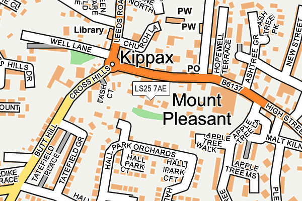 LS25 7AE map - OS OpenMap – Local (Ordnance Survey)