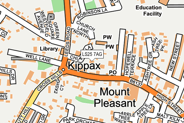 LS25 7AG map - OS OpenMap – Local (Ordnance Survey)