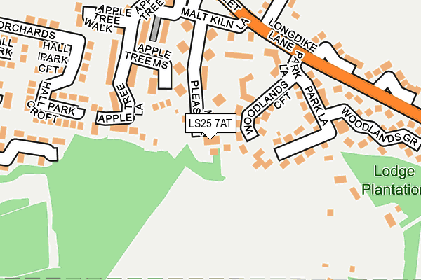 LS25 7AT map - OS OpenMap – Local (Ordnance Survey)