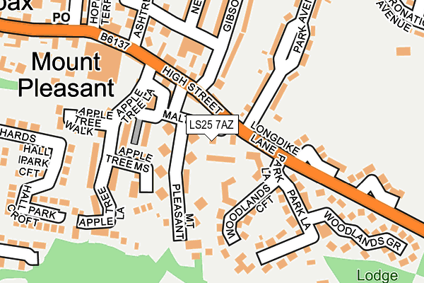 LS25 7AZ map - OS OpenMap – Local (Ordnance Survey)