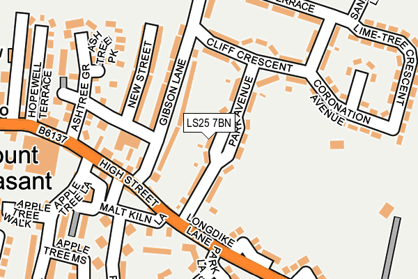 LS25 7BN map - OS OpenMap – Local (Ordnance Survey)