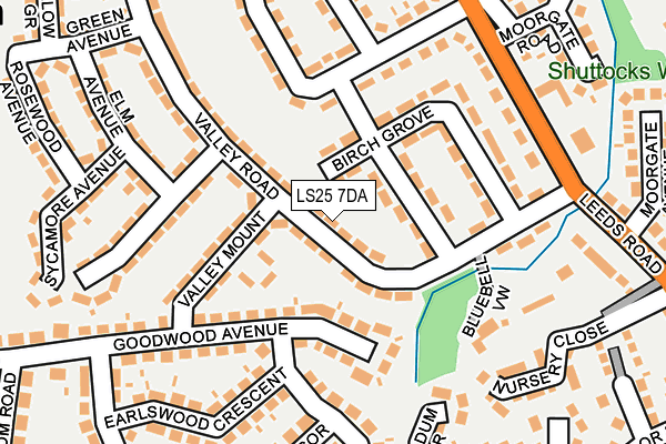 LS25 7DA map - OS OpenMap – Local (Ordnance Survey)