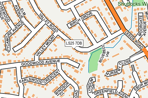 LS25 7DB map - OS OpenMap – Local (Ordnance Survey)