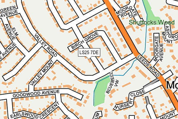 LS25 7DE map - OS OpenMap – Local (Ordnance Survey)