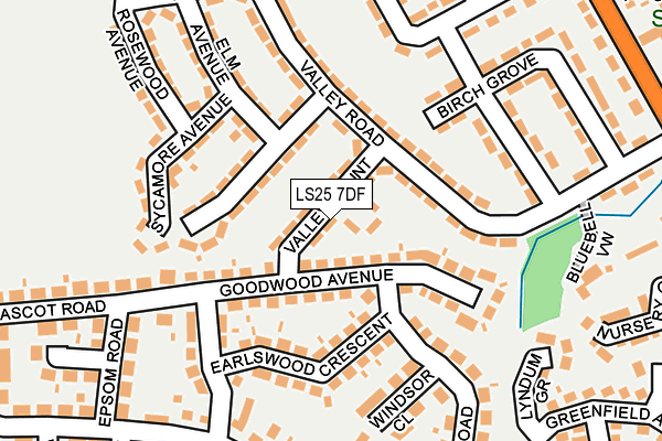 LS25 7DF map - OS OpenMap – Local (Ordnance Survey)