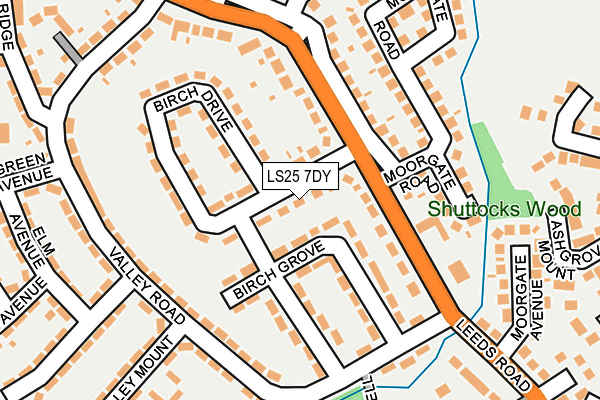 LS25 7DY map - OS OpenMap – Local (Ordnance Survey)