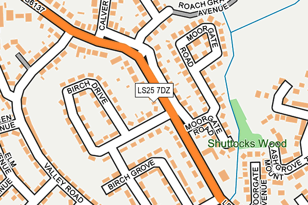 LS25 7DZ map - OS OpenMap – Local (Ordnance Survey)